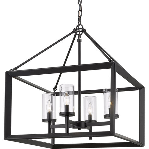 Smyth 4 Light 21 inch Matte Black Chandelier Ceiling Light in Clear Glass